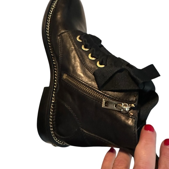 NIB Zadig & Voltaire Laureen Chain Welt Leather Boot Noir w/ gold trim MSRP$498 - Picture 15 of 16